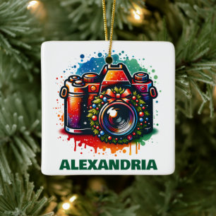 Kerst Camera Fotografie Liefhebber Custom Keramisch Ornament