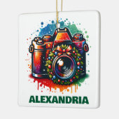 Kerst Camera Fotografie Liefhebber Custom Keramisch Ornament (Links)