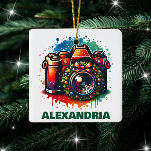 Kerst Camera Fotografie Liefhebber Custom Keramisch Ornament