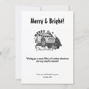 Kerst Camper Camping Outdoor Adventure Zwart Feestdagenkaart