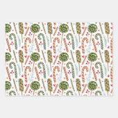 Kerst Candy Cane, bessen en snoep Inpakpapier Vel (Voorkant)