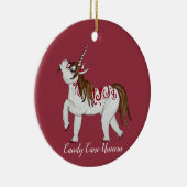 Kerst Candy Cane Eenhoorn Keramisch Ornament (Rechts)