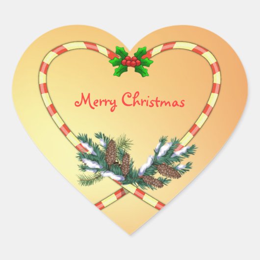 Kerst Candy Cane, hulst, dennen, kegels Sticker (Voorkant)