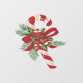Kerst Candy Cane met decoratief lint Raamsticker (Vel)