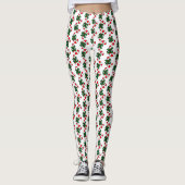 Kerst Candy Cane Patroon met Groene Bogen Leggings (Voorkant)