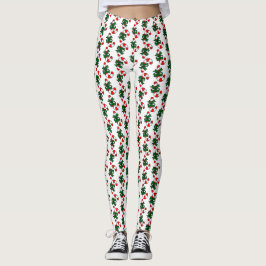 Kerst Candy Cane Patroon met Groene Bogen Leggings