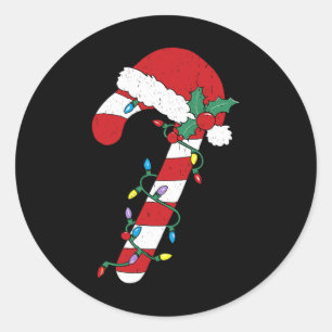 Kerst Candy Cane Santa Xmas Kinder Peuter Jeugd Ronde Sticker