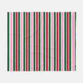 Kerst Candy Cane Stripes in Roze Groen en Rood Fleece Deken (Voorkant (Horizontaal))