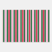 Kerst Candy Cane Stripes in Roze Groen en Rood Inpakpapier Vel (Voorkant)