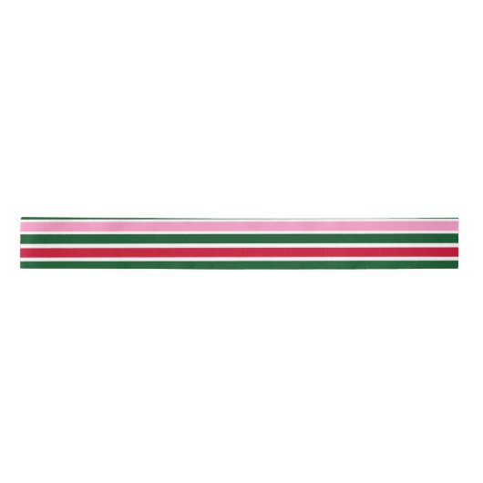Kerst Candy Cane Stripes in Roze Groen en Rood Lint (Voorkant)