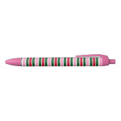 Kerst Candy Cane Stripes in Roze Groen en Rood Zwarte Inkt Pen (Bovenkant)