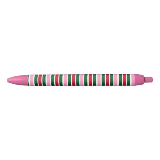 Kerst Candy Cane Stripes in Roze Groen en Rood Zwarte Inkt Pen (Voorkant)