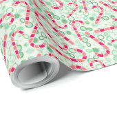 Kerst-Candy Canes op Paisley Textuur Cadeaupapier (Rol Hoek)