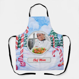 Kerst Candycane Gepersonaliseerde Chef Mam Foto Schort