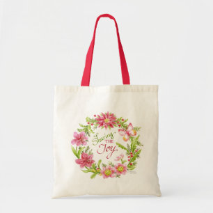Kerst Canvas tas Bloemen Waterverf krans