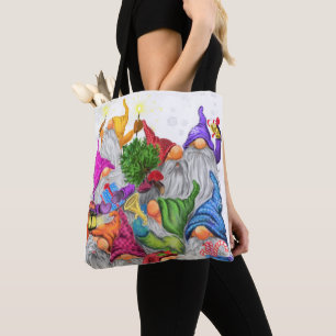 Kerst Canvas tas met Happy Gnome Party