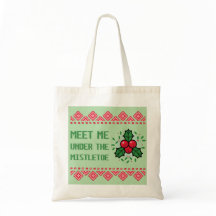 Kerst canvas tas Ontmoet me onder de mistletoe