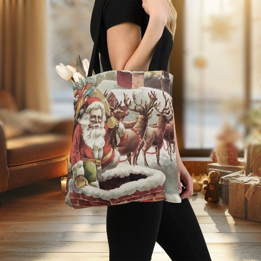 Kerst Canvas tas Sinterklaas Retro Xmas