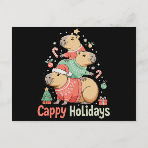 Kerst Cappy Capybara Kerstboom Vakantie Seizoen Feestdagenkaart