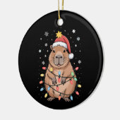 Kerst Capybara met Kerstman Hoed kerstverlichting  Keramisch Ornament (Links)