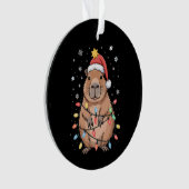 Kerst Capybara met Kerstman Hoed kerstverlichting Ornament (voorkant)