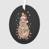 Kerst Capybara met Kerstman Hoed kerstverlichting Ornament (voorkant)