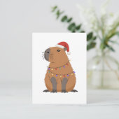 Kerst Capybara met kerstverlichting Feestdagenkaart (Staand voorkant)