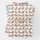 Kerst Capybara Schattige Zoo Dier Hand-getrokken Inpakpapier Vel (In situ)