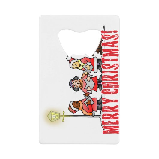 Kerst Carolers Zing Vrolijk Kerstfeest Kredietkaart Flessenopener (Voorkant)