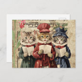 Kerst Caroling Cats Briefkaart (Voorkant / Achterkant)