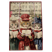 Kerst Caroling Cats Medium Cadeauzakje (Achterkant)