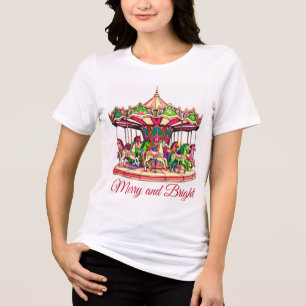 Kerst Carrousel in Snoep Stripes Tri-Blend Shirt