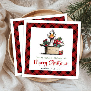 Kerst Carton Gans Humor Speels Servetten