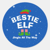 Kerst Cartoon Elf aangepaste naam en zin Ronde Sticker (Voorkant)