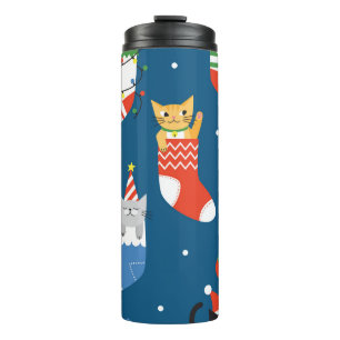 Kerst Cartoon Katten Schattige Patroon Thermosbeker