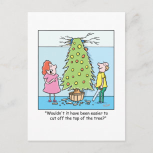 Kerst Cartoon Oversized Tree Feestdagenkaart