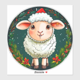 Kerst cartoon schaap sticker