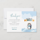 Kerst cartooneske gewoon chillen als een pinguïn bedankkaart (Achterkant)