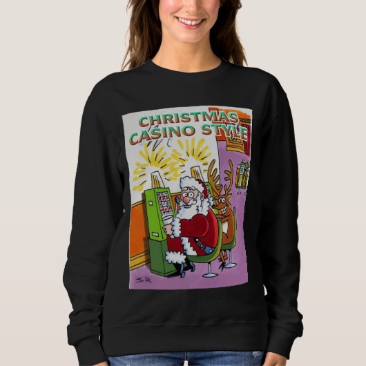 Kerst Casino Style, vrouwen zwart sweatshirt (Voorkant)