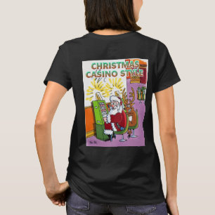 Kerst Casino Style vrouwen zwart T-shirt achteruit