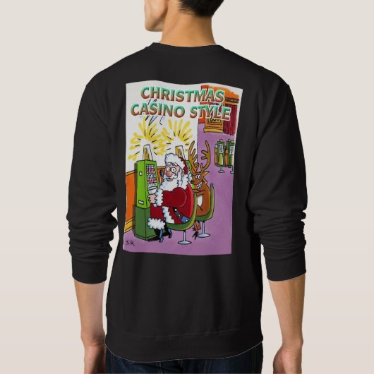 Kerst Casino Style, zwart sweatshirt achterzijde (Achterkant)