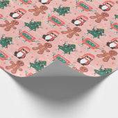 Kerst Casset Tapes, Bomen, Pinguïns en Ginger Cadeaupapier (Hoek)