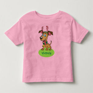 Kerst Cate tekenfilm hondje met kindnaam Kinder Shirts