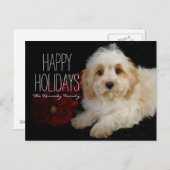 Kerst Cavachon puppy Feestdagenkaart (Voorkant / Achterkant)
