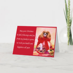 Kerst Cavaler King Charles Met Rode Strik Kaart