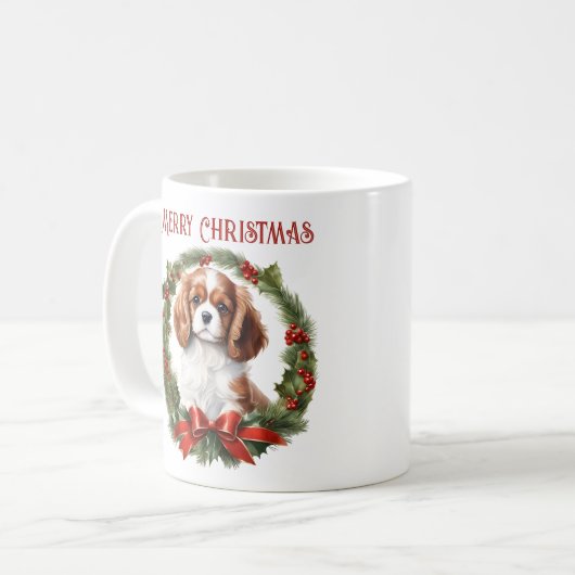 Kerst Cavalier King Charles Hondentekst Mok (Voorkant links)