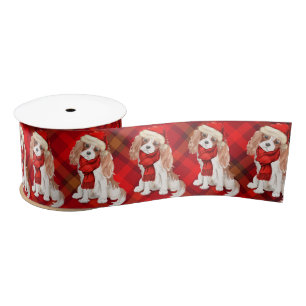 Kerst Cavalier Koning Charles Spaniel en Plaid Lint