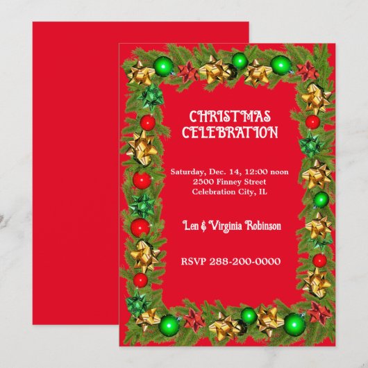 Kerst Celebration samenkomst Kaart (Voorkant / Achterkant)