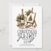 Kerst Champagne Sip en Paint Art Party Kaart (Voorkant)