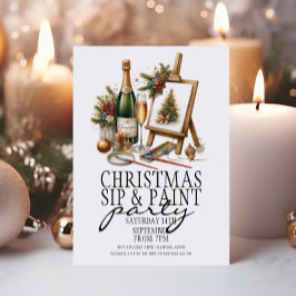 Kerst Champagne Sip en Paint Art Party Kaart